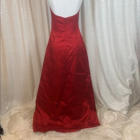 A.B.S. Evening Allen Schwartz Red Satin Gown - Picture 3 of 4